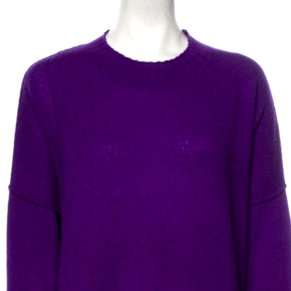 360 CASHMERE Royal Purple Sweater Crew Neck Oversized Lightweight M Like New! - Picture 4 of 4